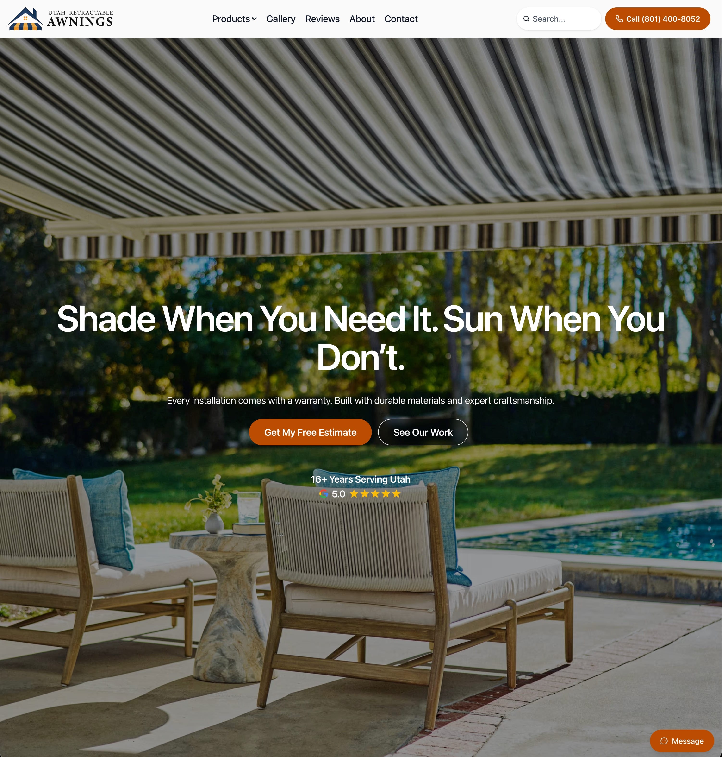 Utah Retractable Awnings website