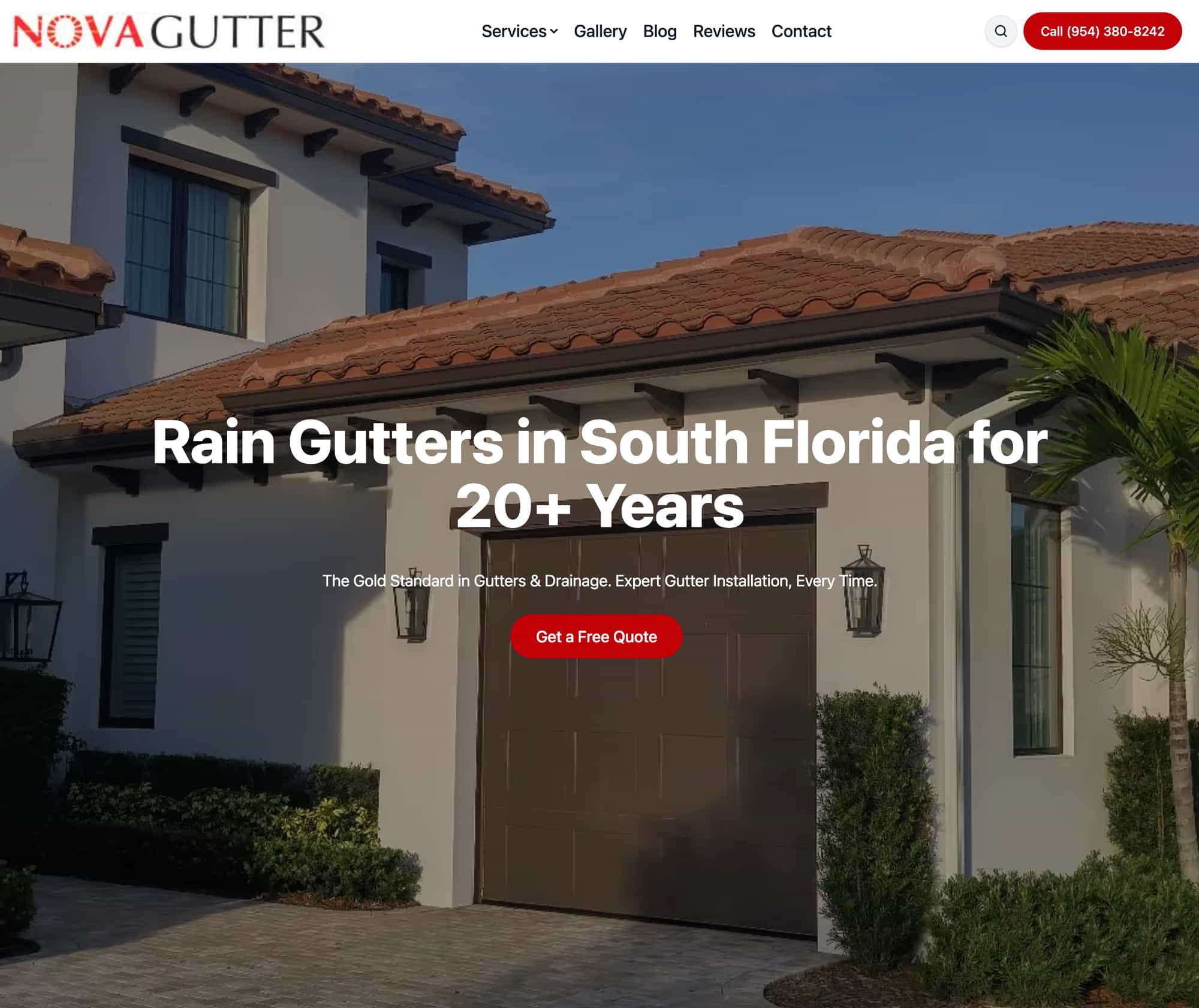 Nova Gutter website after the remake on desktop